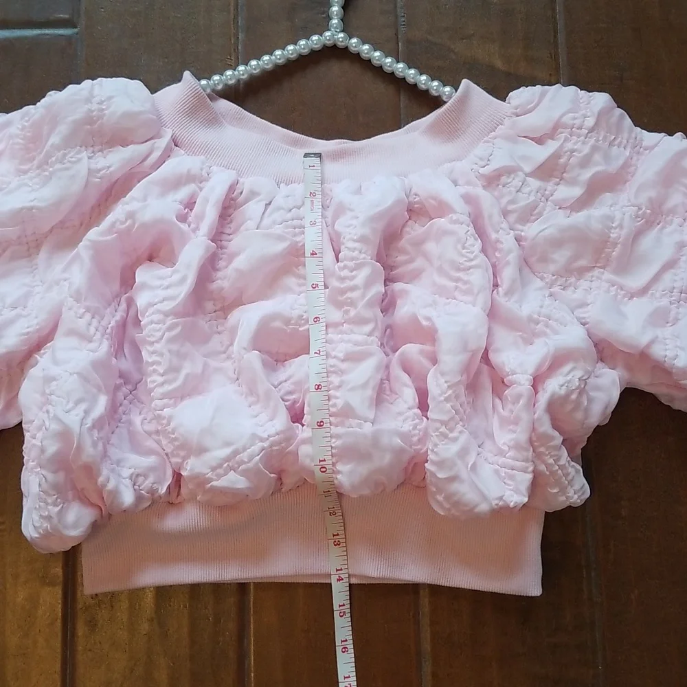 Jj's Fairyland Flourish In Frills Shortsleeve Pink Crop Top - Picture 10 of 12